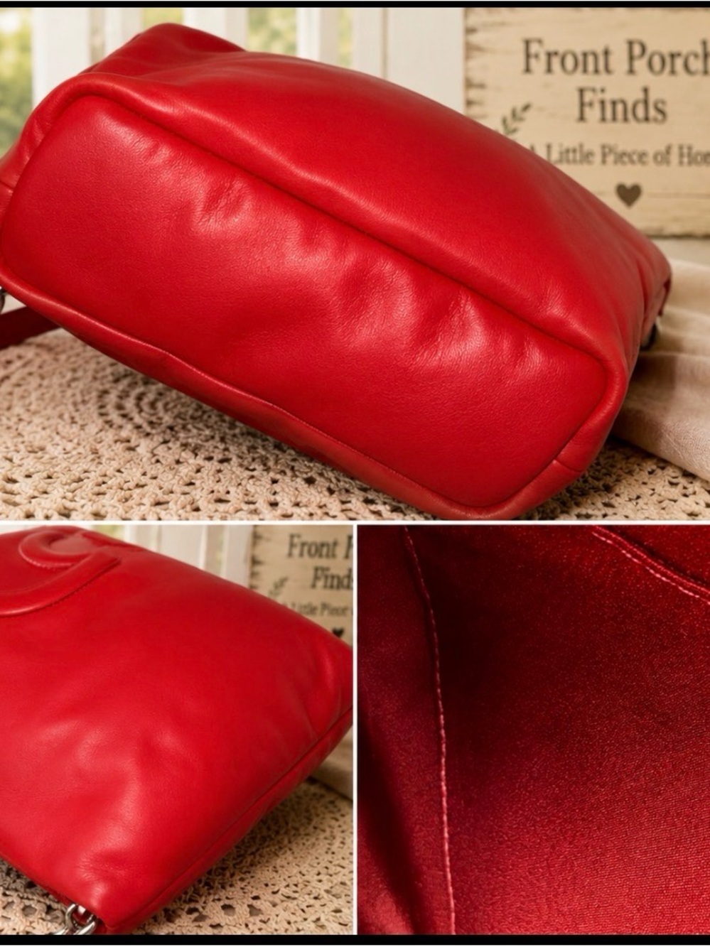 Coach Red Pillow Tote Shoulder Bag Excellent Condition Removable Guitar Strap - Picture 3 of 7